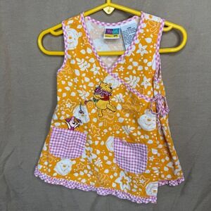 Y2K 2006 Vintage 12M Gingham Floral Wrap Dress Winnie the Pooh Piglet